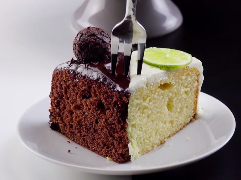 Chocolate Lime Half and Half Cake
