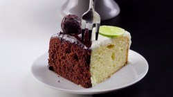 Chocolate Lime Half and Half Cake