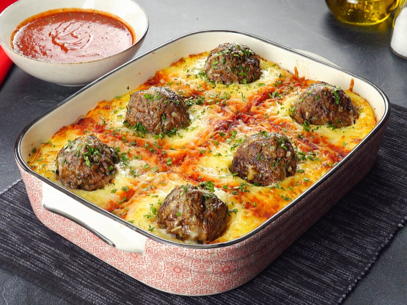Mashed Potato And Meatball Casserole