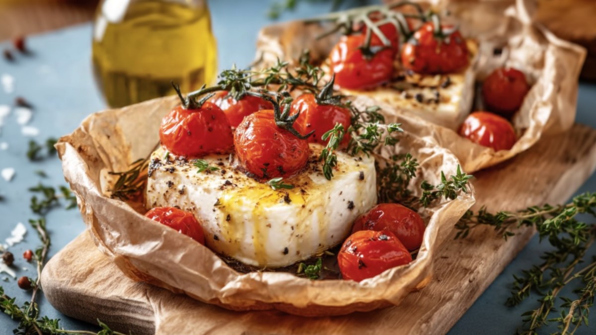 Several grilled feta packets.