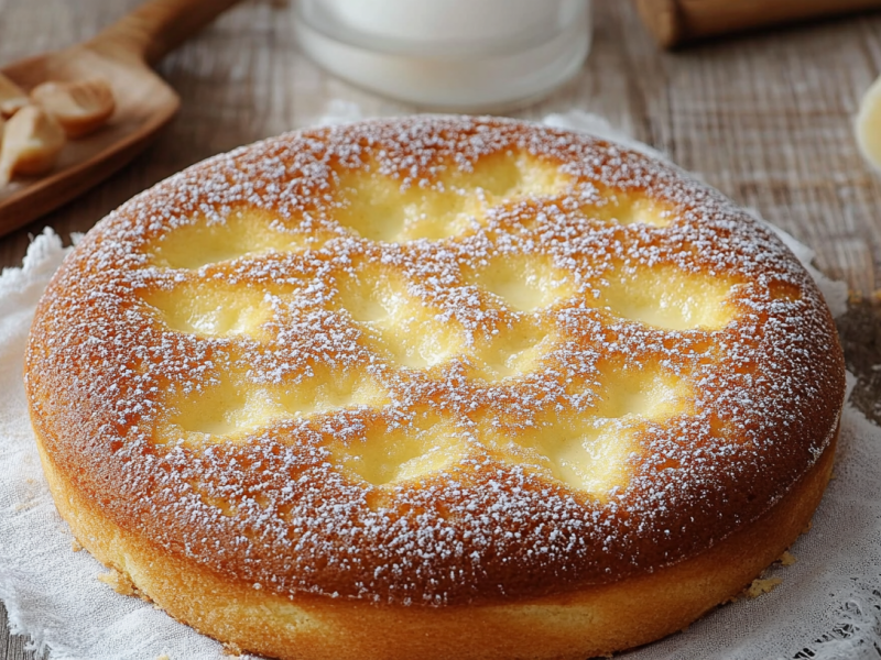 Tarte au Sucre: French sugar cake on a piece of cloth.