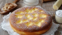 Tarte au Sucre: French sugar cake on a piece of cloth.