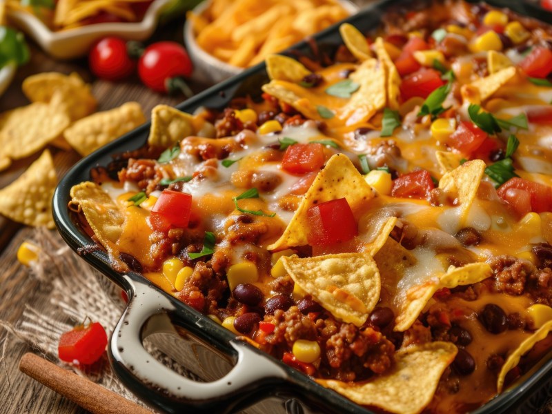 Dish with nacho casserole