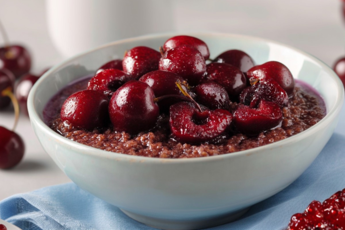 A bowl of cherry porridge.