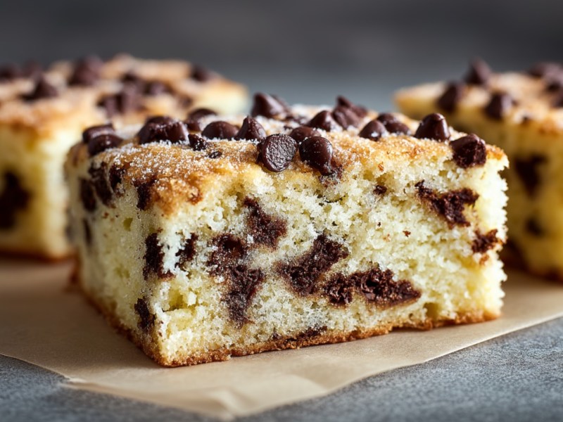 Several pieces of chocolate chip cake.