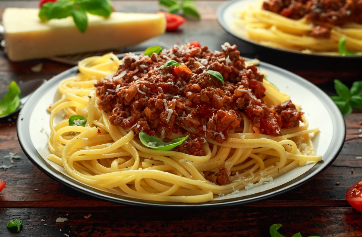 A plate of pasta with Ragù alla Bolognese, the official Bolognese sauce.