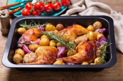 Sheet Pan Balsamic Chicken with potatoes and rosemary
