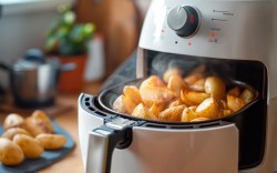 Potatoes in an air fryer.