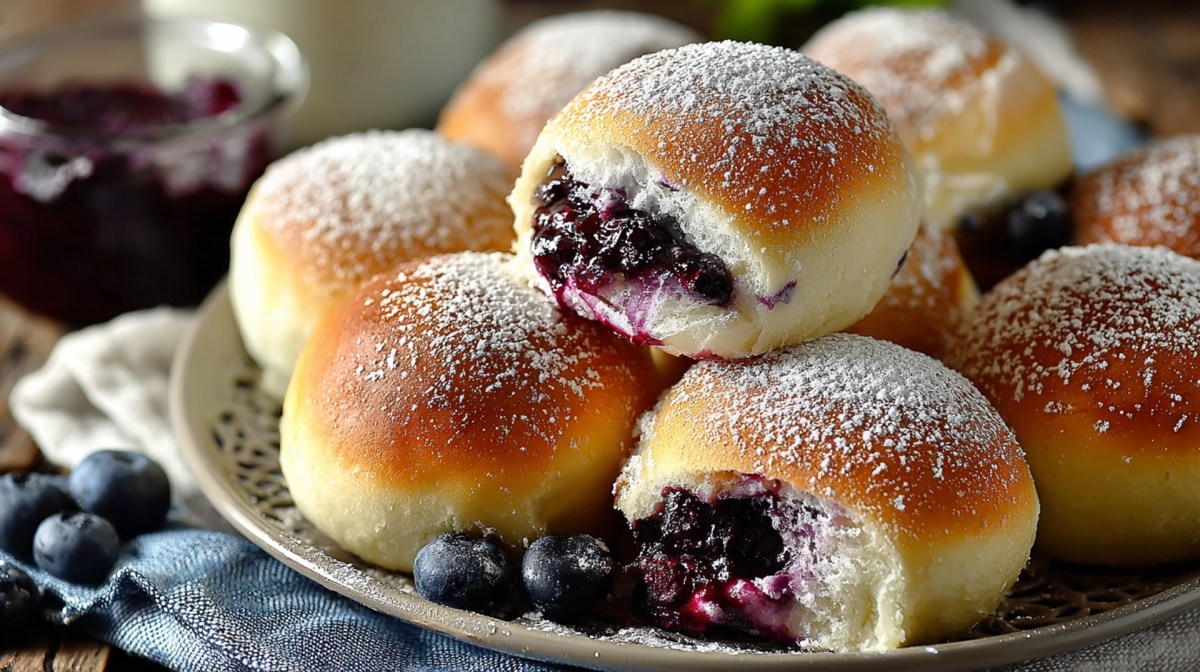 Plate with filled blueberry buns
