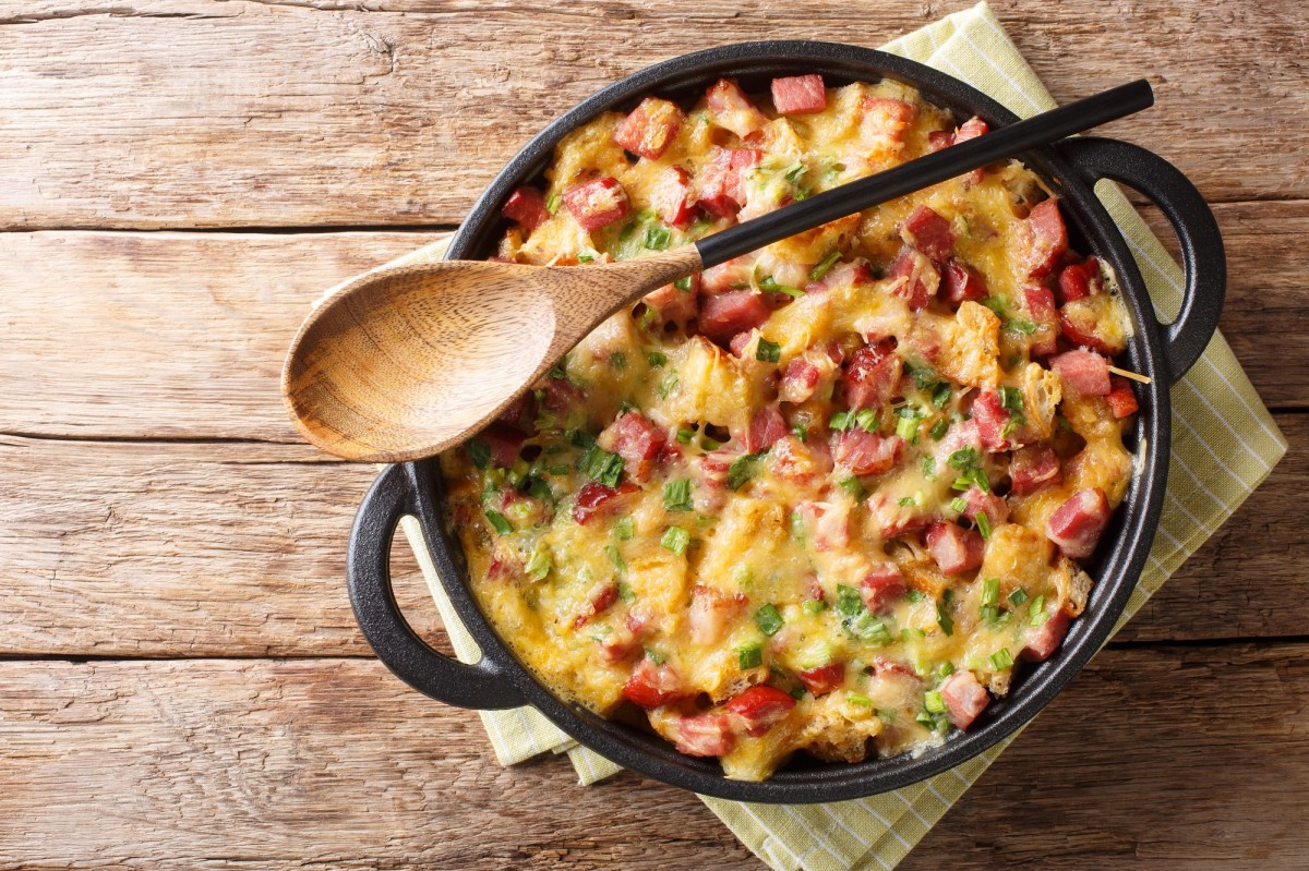 Bread casserole with bacon